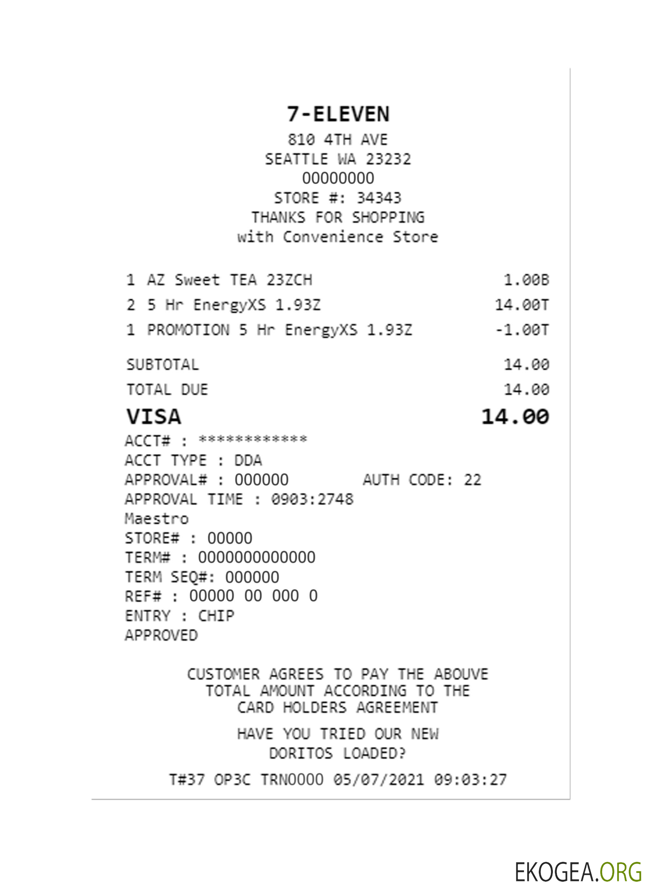 7 , ONZE chèque de paiement